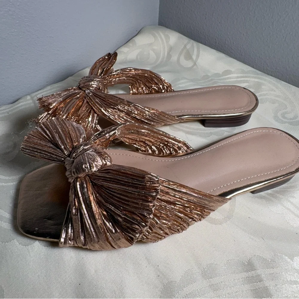 Journee Collection Metallic Bow Sandals